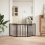Puerta para perros plegable 3 paneles madera álamo negra 150 cm