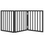 Puerta para perros plegable 3 paneles madera álamo negra 150 cm