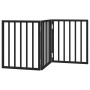 Puerta para perros plegable 3 paneles madera álamo negra 150 cm