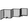 Puerta para perros plegable 6 paneles madera álamo negra 300 cm