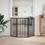 Puerta para perros plegable 3 paneles madera álamo negra 150 cm