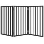 Puerta para perros plegable 3 paneles madera álamo negra 150 cm