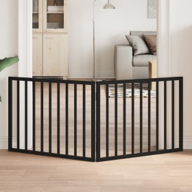Puerta para perros plegable 2 paneles madera álamo negra 160 cm