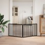 Puerta para perros plegable 2 paneles madera álamo negra 160 cm