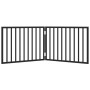 Puerta para perros plegable 2 paneles madera álamo negra 160 cm