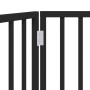 Puerta para perros plegable 2 paneles madera álamo negra 160 cm
