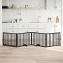 Puerta para perros plegable 4 paneles madera álamo negra 320 cm