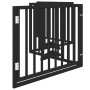 Puerta para perros plegable 4 paneles madera álamo negra 320 cm