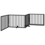 Puerta para perros plegable 4 paneles madera álamo negra 320 cm