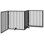 Puerta para perros plegable 4 paneles madera álamo negra 320 cm