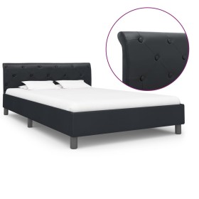 Estructura de cama sin colchón cuero sintético negro 140x200cm