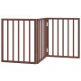 Puerta para perros plegable 3 paneles madera álamo marrón 150cm