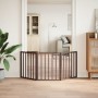 Puerta para perros plegable 3 paneles madera álamo marrón 150cm