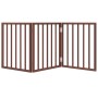 Puerta para perros plegable 3 paneles madera álamo marrón 150cm
