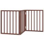Puerta para perros plegable 3 paneles madera álamo marrón 150cm