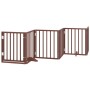 Puerta para perros plegable 6 paneles madera álamo marrón 300cm