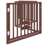 Puerta para perros plegable 4 paneles madera álamo marrón 320cm