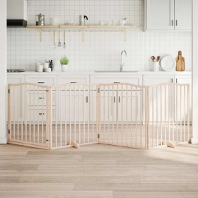 Puerta para perros plegable 4 paneles madera de álamo 320 cm