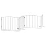 Puerta para perros plegable 4 paneles madera álamo blanca 320cm
