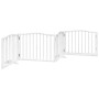 Puerta para perros plegable 4 paneles madera álamo blanca 320cm