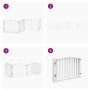 Puerta para perros plegable 4 paneles madera álamo blanca 320cm