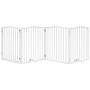 Puerta para perros plegable 4 paneles madera álamo blanca 320cm
