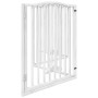 Puerta para perros plegable 4 paneles madera álamo blanca 320cm