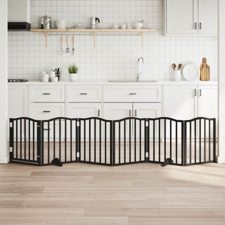 Puerta para perros plegable 6 paneles madera álamo negra 300 cm