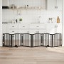 Puerta para perros plegable 6 paneles madera álamo negra 300 cm
