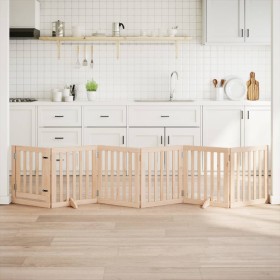Puerta para perros plegable 6 paneles madera de álamo 300 cm