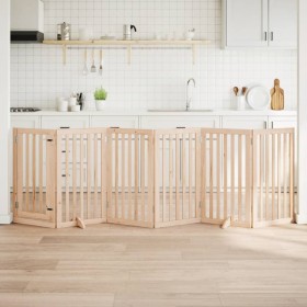Puerta para perros plegable 6 paneles madera de álamo 300 cm