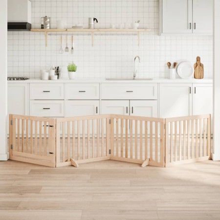 Puerta para perros plegable 4 paneles madera de álamo 320 cm