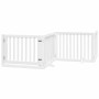 Puerta para perros plegable 4 paneles madera álamo blanca 320cm
