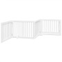 Puerta para perros plegable 4 paneles madera álamo blanca 320cm