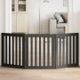 Puerta para perros plegable 3 paneles madera álamo negra 150 cm