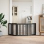 Puerta para perros plegable 3 paneles madera álamo negra 150 cm