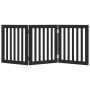 Puerta para perros plegable 3 paneles madera álamo negra 150 cm