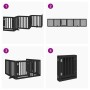 Puerta para perros plegable 6 paneles madera álamo negra 300 cm