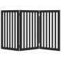 Puerta para perros plegable 3 paneles madera álamo negra 150 cm