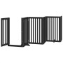 Puerta para perros plegable 6 paneles madera álamo negra 300 cm