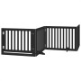 Puerta para perros plegable 4 paneles madera álamo negra 320 cm
