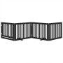 Puerta para perros plegable 4 paneles madera álamo negra 320 cm