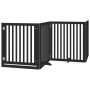 Puerta para perros plegable 4 paneles madera álamo negra 320 cm