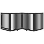 Puerta para perros plegable 4 paneles madera álamo negra 320 cm