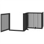 Puerta para perros plegable 4 paneles madera álamo negra 320 cm