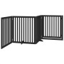 Puerta para perros plegable 4 paneles madera álamo negra 320 cm