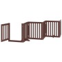 Puerta para perros plegable 6 paneles madera álamo marrón 300cm