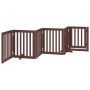Puerta para perros plegable 6 paneles madera álamo marrón 300cm