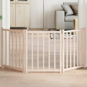 Puerta para perros plegable 3 paneles madera de abeto 150 cm