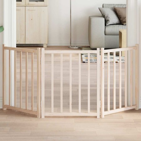 Puerta para perros plegable 3 paneles madera de abeto 150 cm